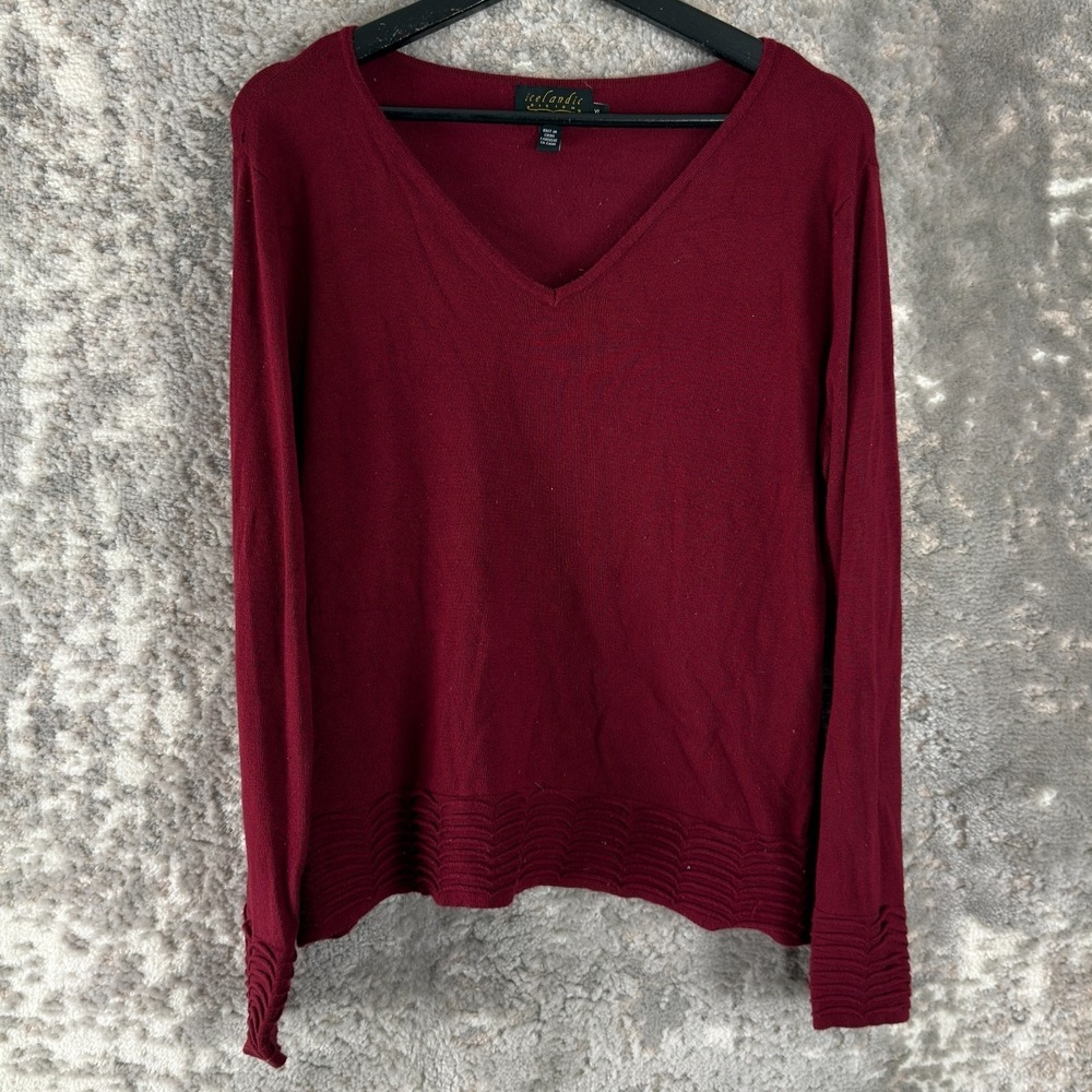 Icelandic‎ Design Size XL V Neck Sweater Red Long Sleeve Pullover